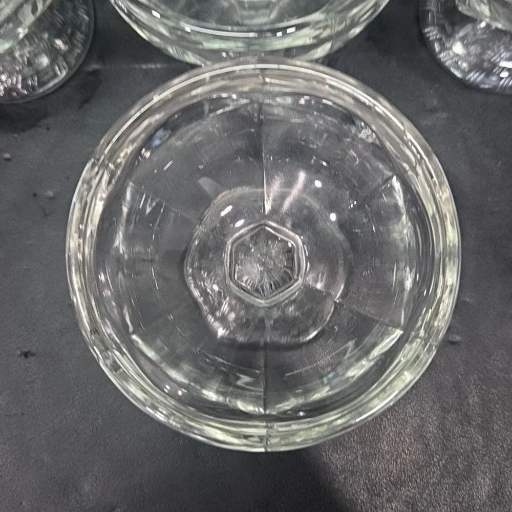 Dominion‎ Clear Sherbet Glasses, Set of 4, Vintage Textured Base Dessert Cups